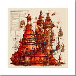 Steampunk Victorian Fantasy Art Nouveau Castle Posters and Art